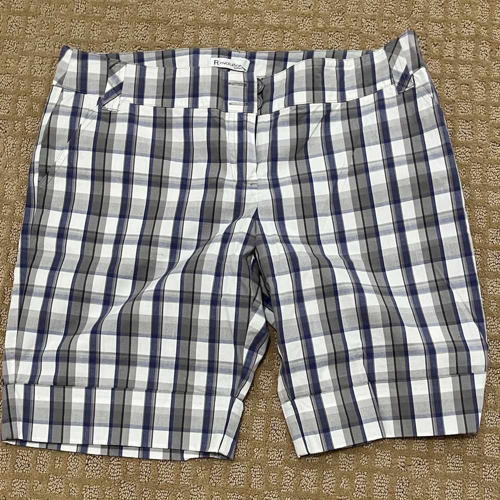 Purple and Gray Plaid Women's Shorts